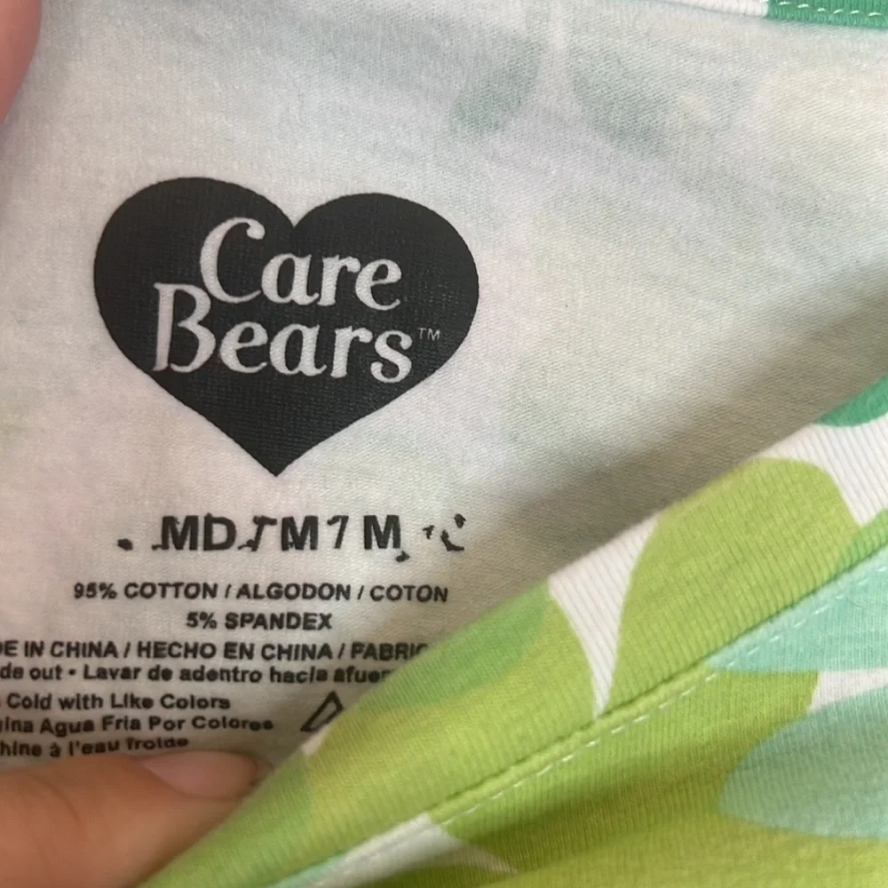 Good Luck Care Bears‎ Four Leaf Clover Crop Top Green Graphic Medium Retro 90s